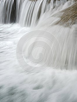 The white stream is the line of the waterfall.