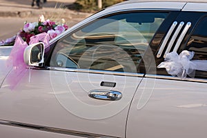 White stretch limousine