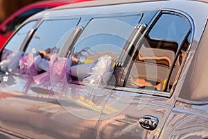 White stretch limousine