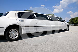 White stretch limousine