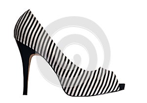 White Striped High Heels