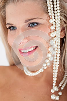 White strong teeth and pearls