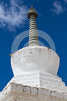 White stupa in Tiksey monastery. Ladakh, India.