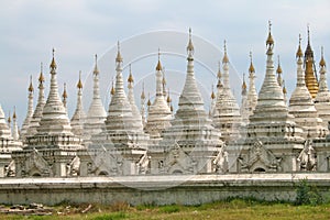 White stupas in Kuthodaw temple in Mandalay