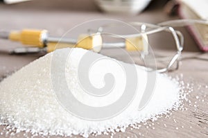 White sugar for cooking on the table