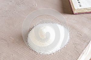 White sugar for cooking on the table