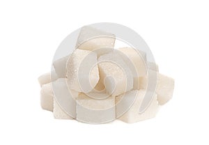 White sugar cube heap isolated