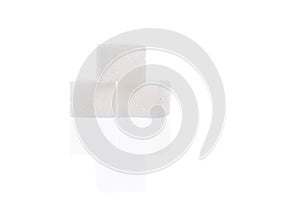 White sugar cube isolated on white