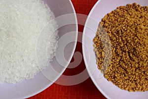 White sugar and jaggery powder