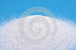 White sugar Macro Blue background