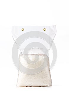 White sugar in package isolated white background