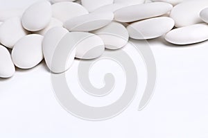 White sugared almonds