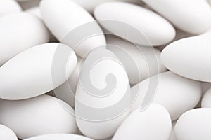 White sugared almonds