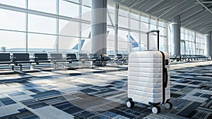 The white suitcase in airport.AI generated image