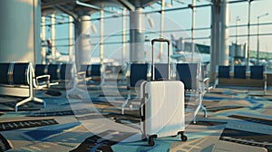The white suitcase in terminal.AI generated image