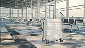 The white suitcase in terminal.AI generated image