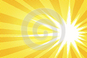 White sun yellow pop art background