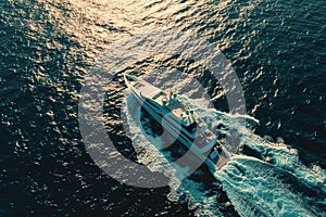 White superyacht at sea. Generative AI