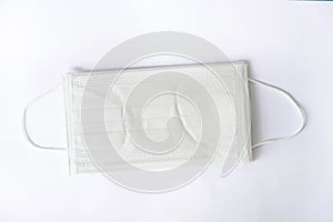 White surgical face mask clean with wrinkle after unpack
