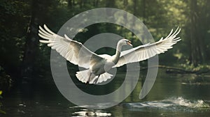 Mythological Swan: A Majestic Flight Through The Enchanted Forest photo