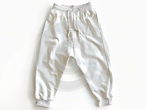 A white sweatpant with a drawstring on the side