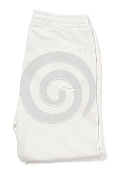 White sweatpants on white background for design