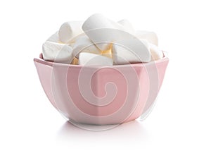 White sweet marshmallows candy in bowl