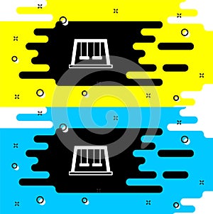 White Swings for kids summer games on playground icon isolated on black background. Outdoor entertainment equipment