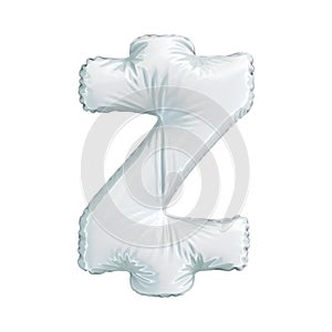 White symbol Zcash ZEC made of inflatable balloon isolated on white background