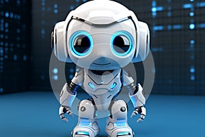 White system AI chat bot, 3Drender, cute robot design