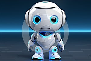 White system AI chat bot, 3Drender, cute robot design