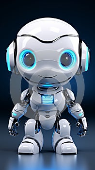 White system AI chat bot, 3Drender, cute robot design