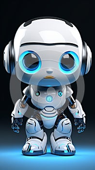 White system AI chat bot, 3Drender, cute robot design