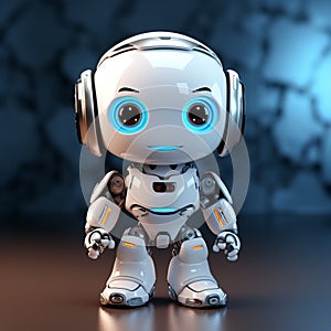 White system AI chat bot, 3Drender, cute robot design