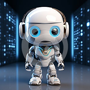 White system AI chat bot, 3Drender, cute robot design