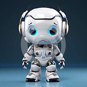 White system AI chat bot, 3Drender, cute robot design