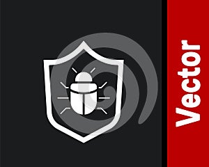 White System bug concept icon isolated on black background. Code bug concept. Bug in the system. Bug searching. Vector