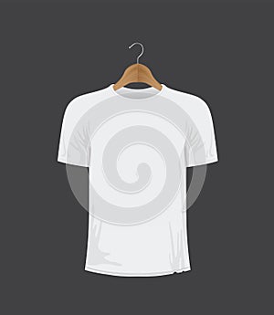 White t-shirt on a coat hanger
