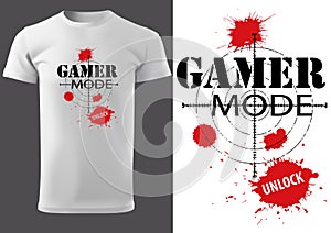 White T-shirt Design for Computer Game Player