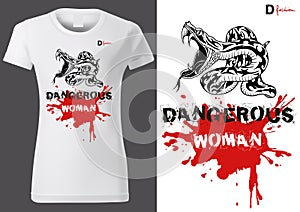 White T-shirt Design with Inscription Dangerous Woman