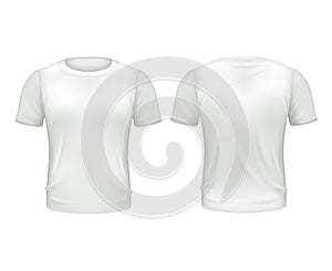 White T-shirt Front Back Template Realistic 3d Vector illustration