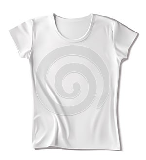 White t-shirt mockup design template. Realistic blank t shirt with shadow  isolated on white background.