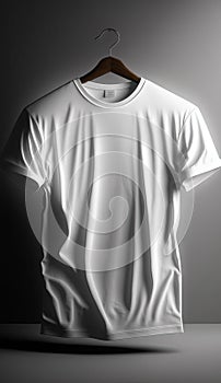 White t-shirt mockup on studio dark background. Generative Ai