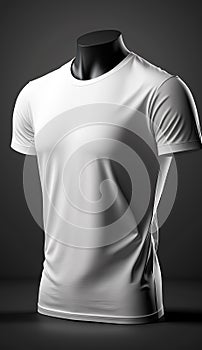 White t-shirt mockup on studio dark background. Generative Ai
