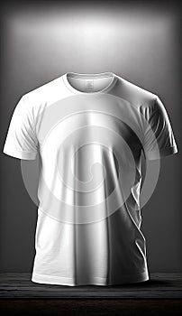 White t-shirt mockup on studio dark background. Generative Ai