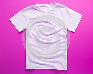 a white t - shirt on a pink background