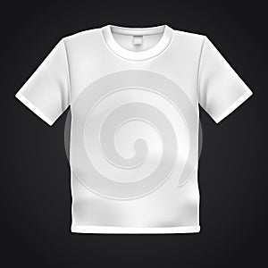 White T-shirt template isolated on black background. Blank t shirt for any print template. Clothing store concept.