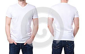 White t shirt on a young man template