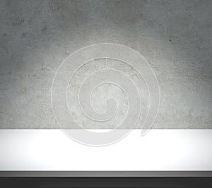White table with concrete background