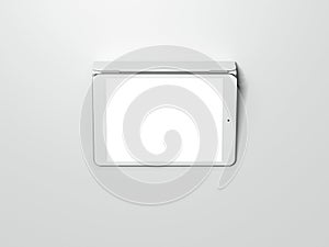 White tablet with blank screen. 3d rendering